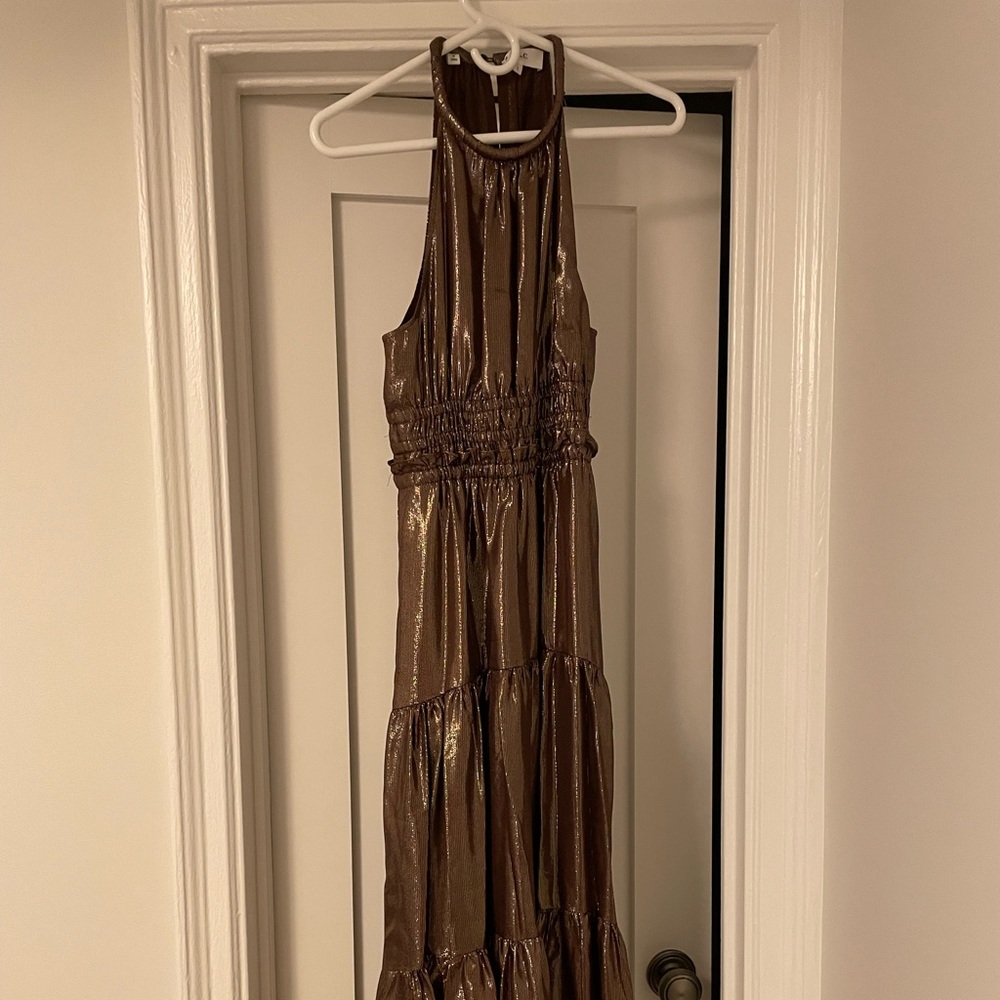 *current season* A.L.C ELARA DRESS IN BITTER CHOCOLATE, GOLD, & SILVER